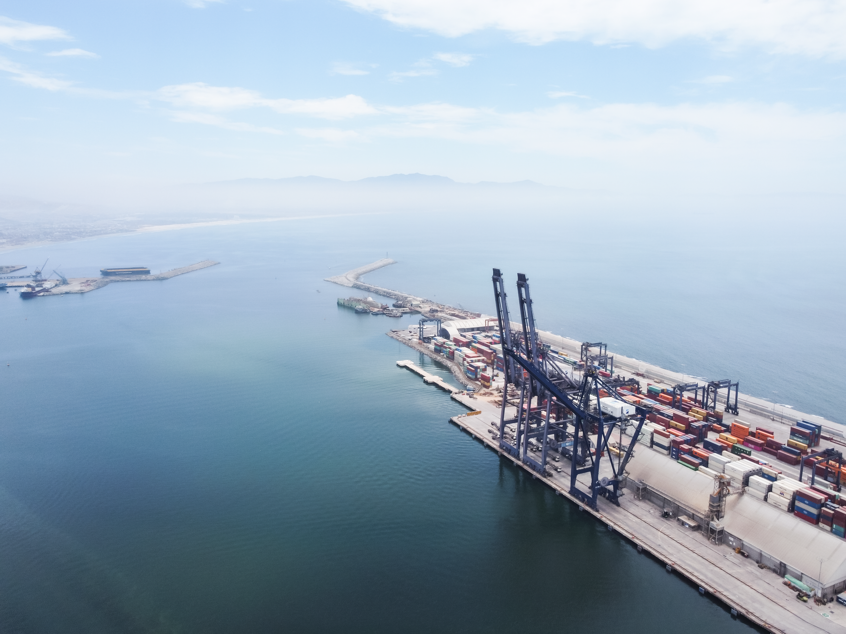 Modern cargo port with shipping containers
