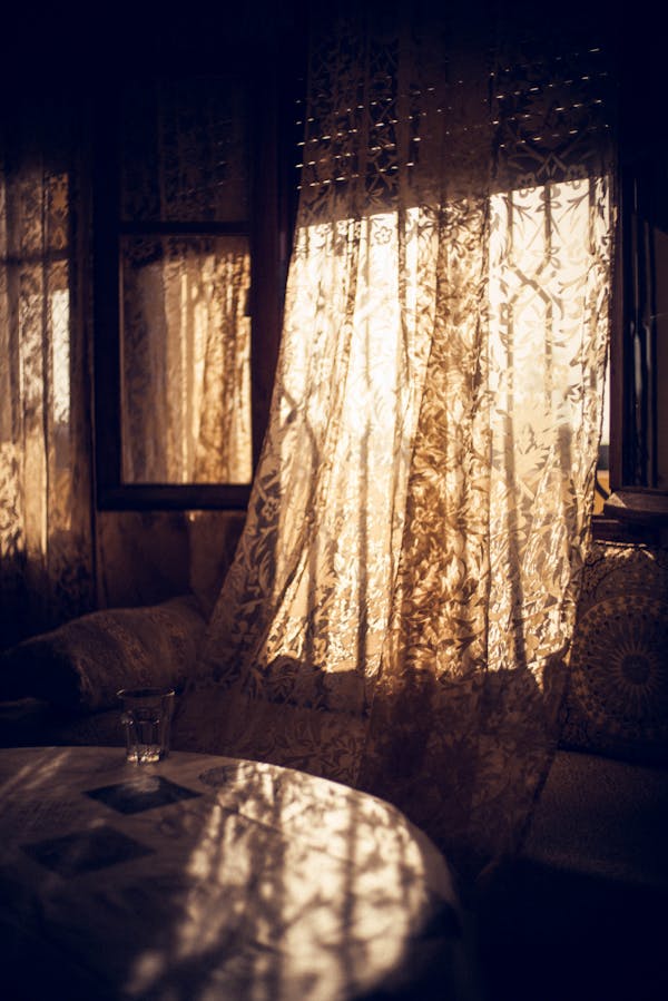 Brown Floral Curtain