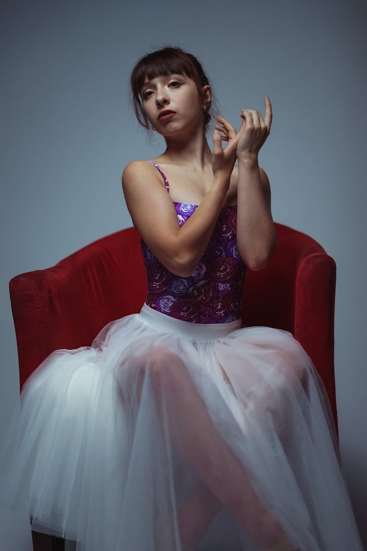 Ballerina Wearing A Tulle Dress Posing