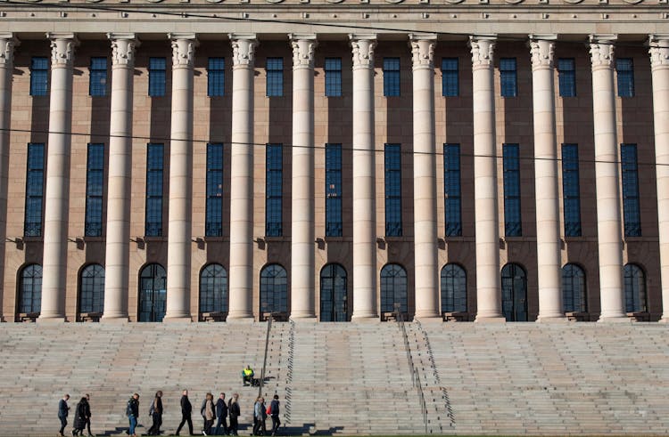 Facade Of The Parliament House, Helsinki, Finland 