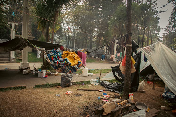 Tent And Campsite At Hurricane