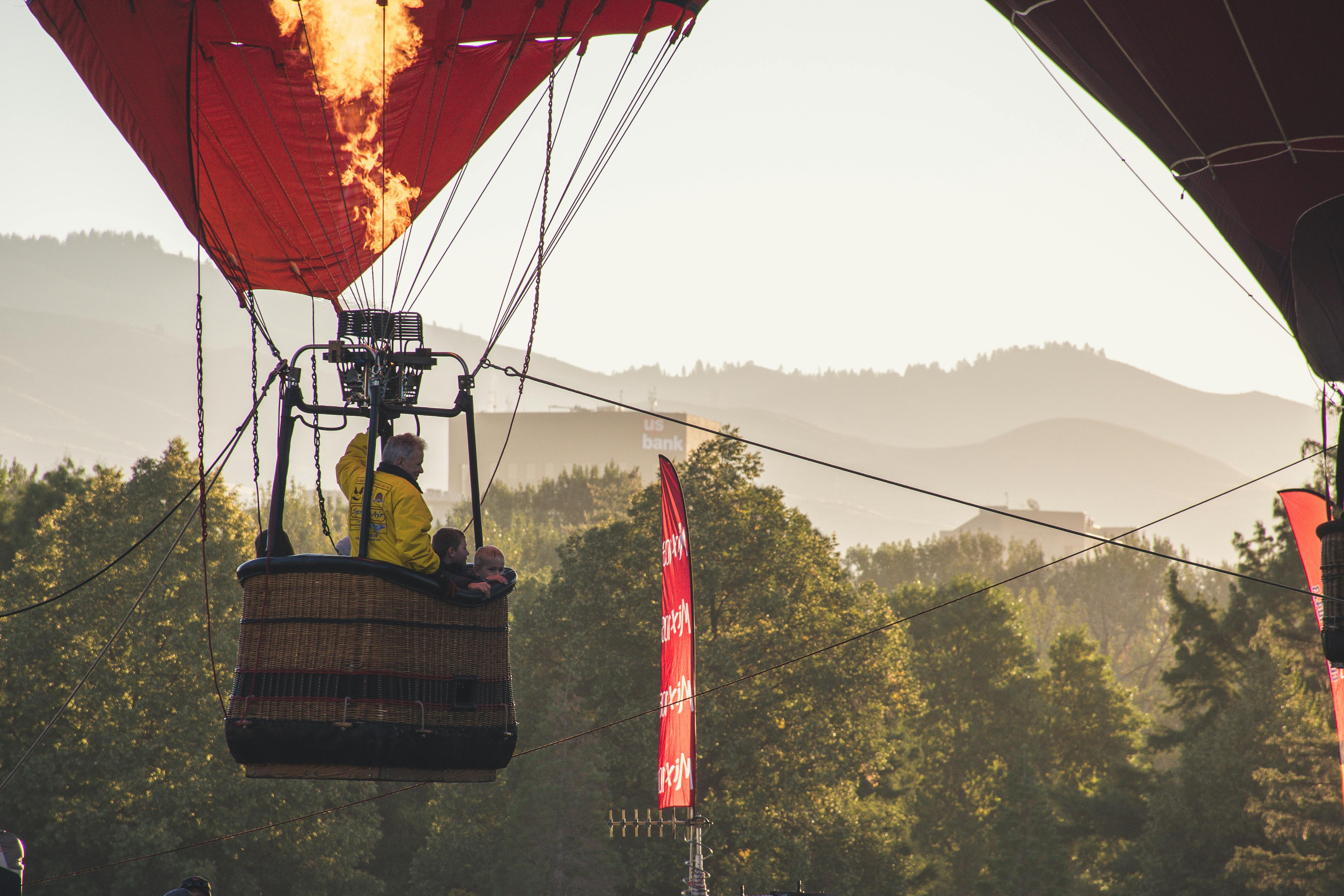 person in hot air balloon