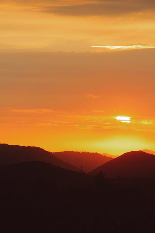 Silhouette of Mountains during Golden Hour