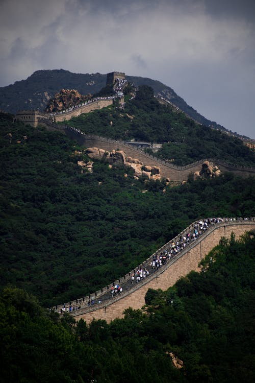 Great Wall of China Near Green Trees