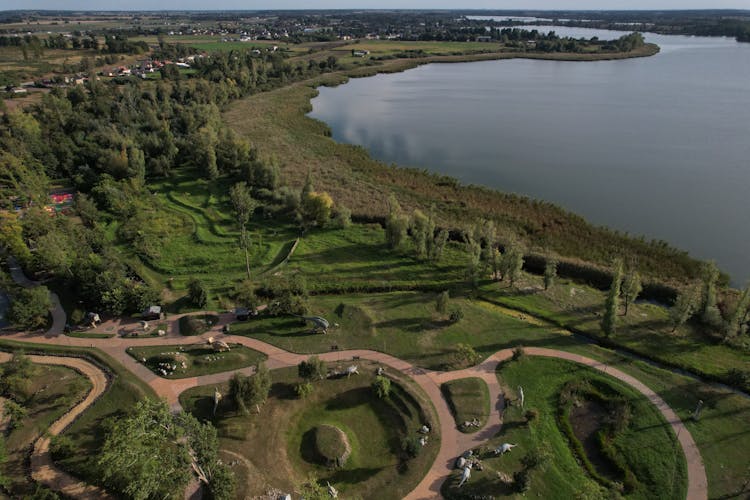 Dinosaur Park Paths And Lake Landscape