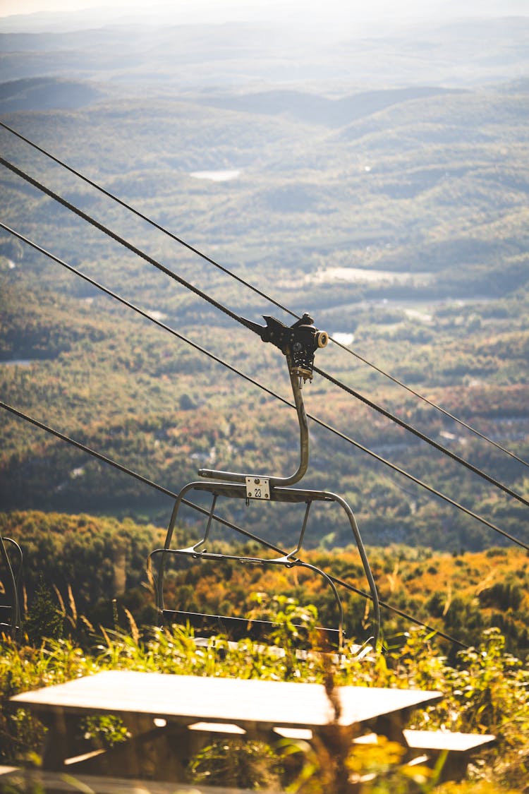 Empty Chairlift In Mountains 