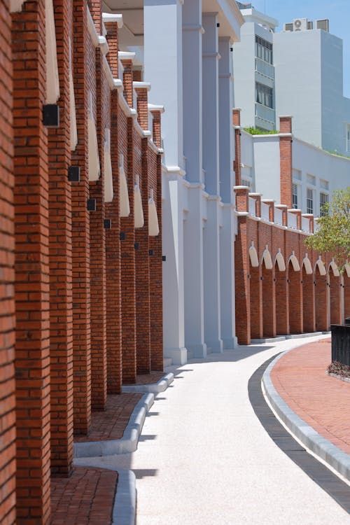 Facade and Arcade of a Modern Building in City 