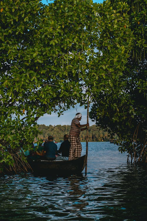 People on a Boat near Mangroves