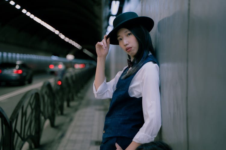 Woman In Hat And Shirt