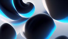 Abstract blue and white waves background. Subtle gradients, flow liquid lines. Cinema 4d. Design element.
