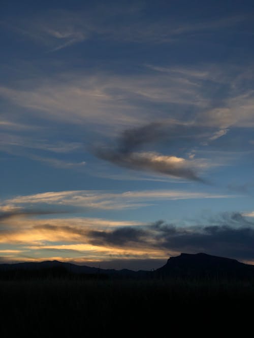 Silhouette of a Mountain During Sunset