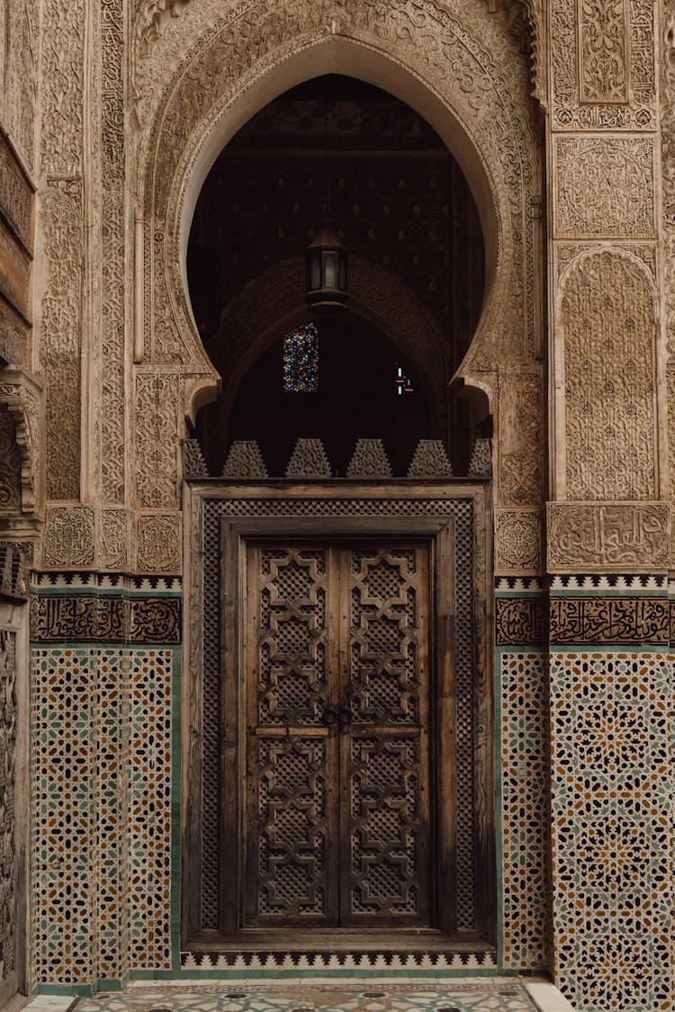 Arabian Front Door With Arch And Mosaic