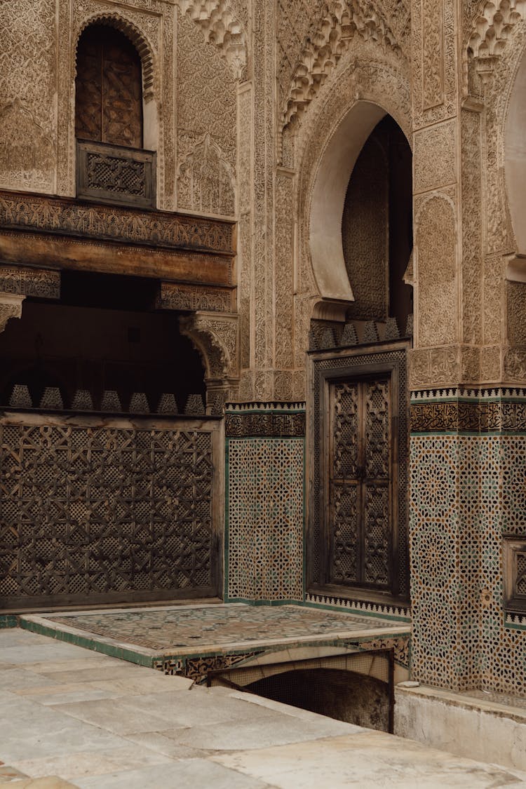 Interior Of Bou Inania Madrasa In Morocco