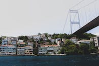 凯塞里科卡西南水边的房屋和博斯普鲁斯海峡大桥的风景