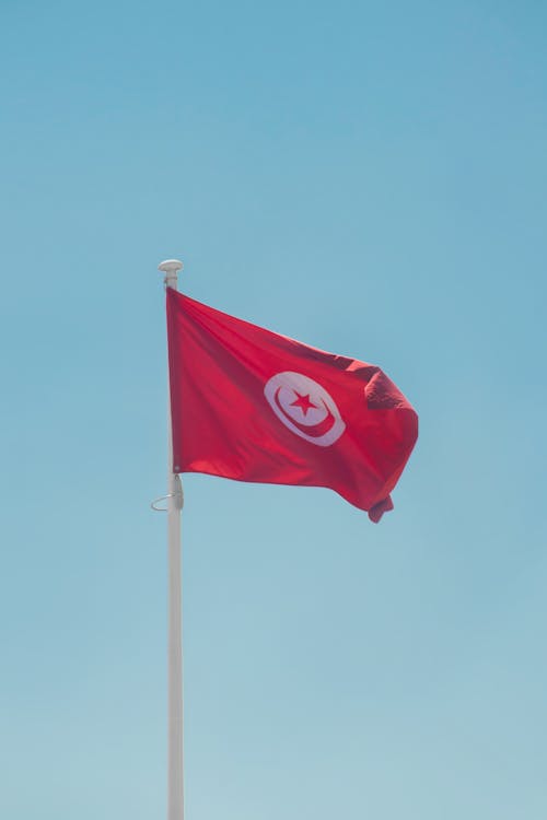 Tunisia Flag on a Pole 