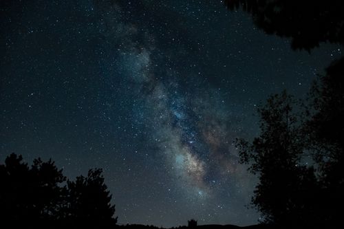 Free A breathtaking view of the Milky Way and starry night sky over Alemdar, Bolu, Türkiye. Stock Photo
