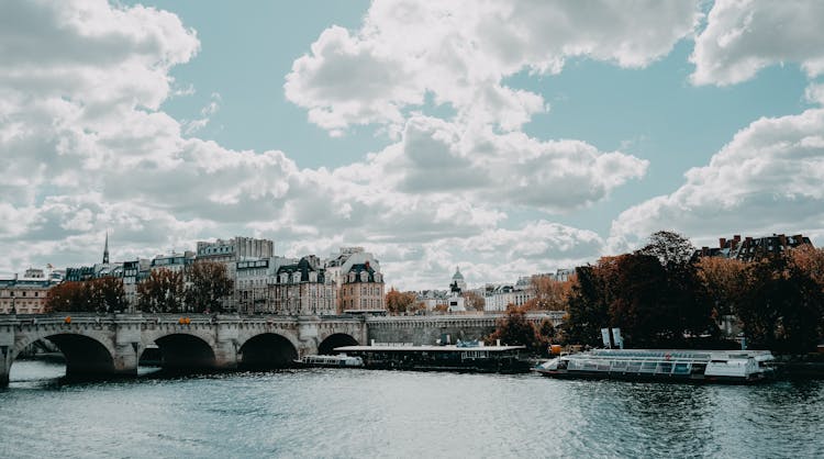 Pont Neuf Bridge Across Seine In Paris, France