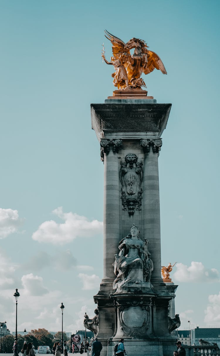 Monument On The Pont Alexandre III In Paris, France