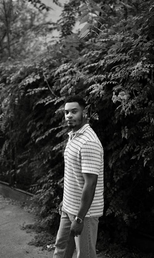 Young Man in Casual Clothing Outdoors 