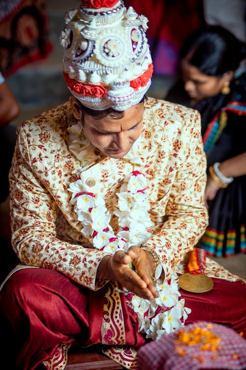 Man Praying during Religious Celebration