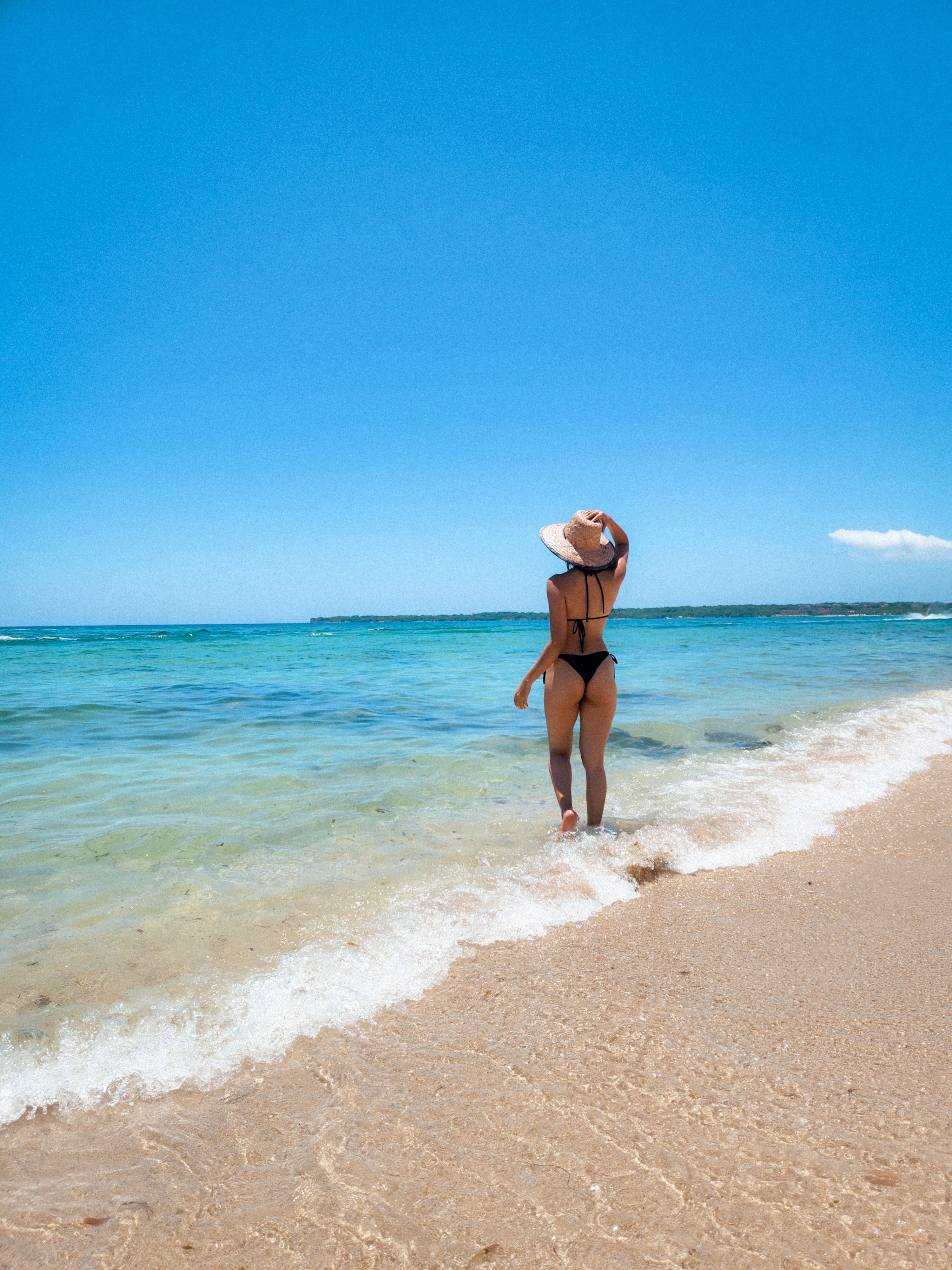 Woman in Black Bikini Walking on the Beach · Free Stock Photo