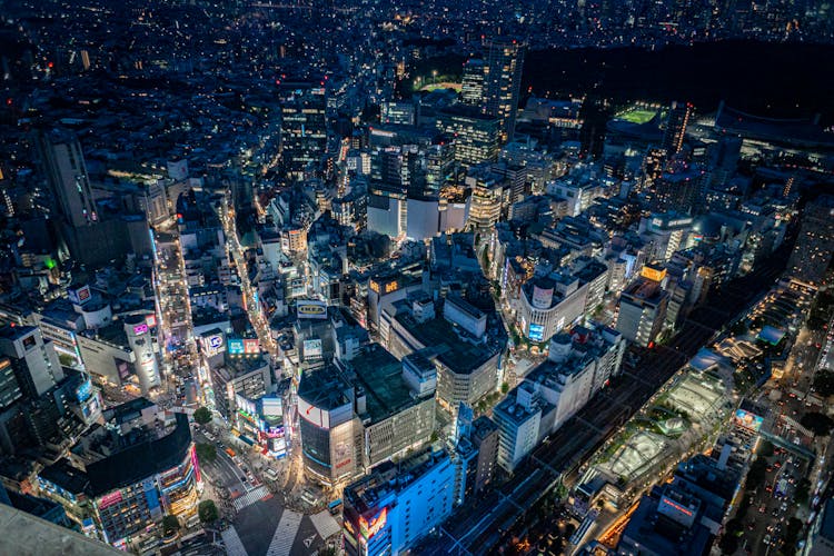 City Of Shibuya At Night