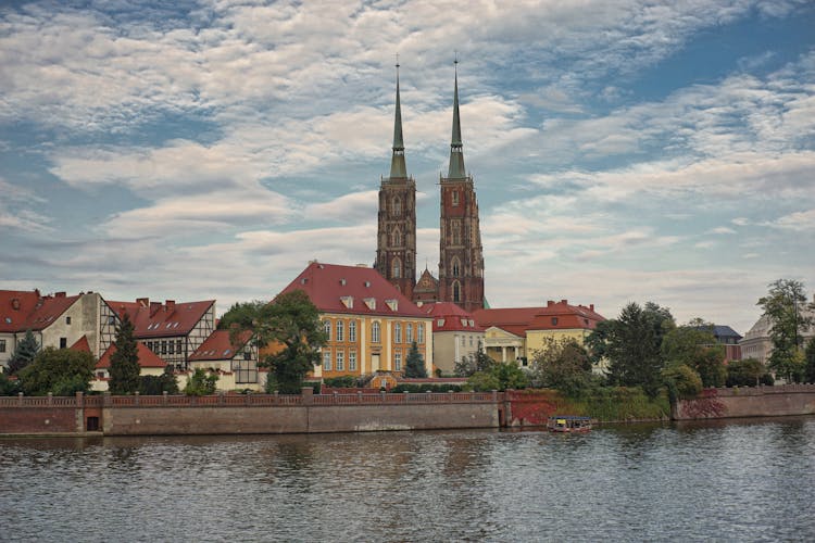 View Of St John The Baptist Cathedral N Wroclaw, Poland Under Cloudy Sky