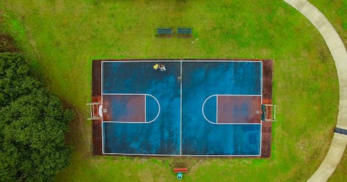 Bird's Eye View of a Basketball Court