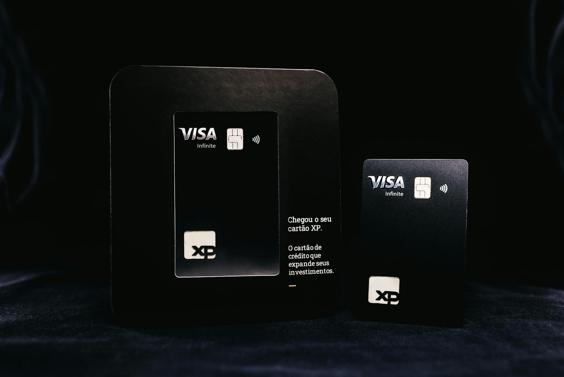 Sleek and elegant Visa Infinite black cards on display, highlighting security and sophistication.