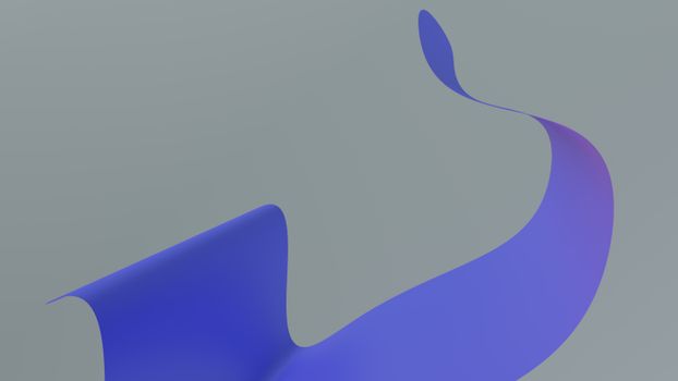 Minimalist abstract design featuring a blue curved ribbon shape against a muted background.