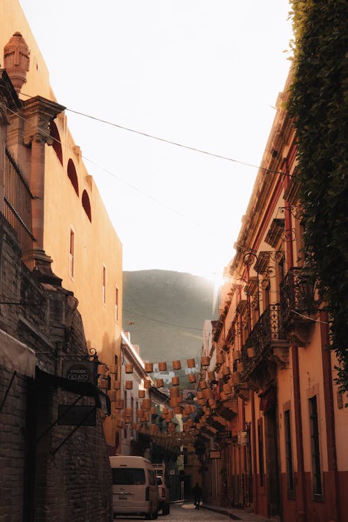 Narrow Street between Concrete Buildings