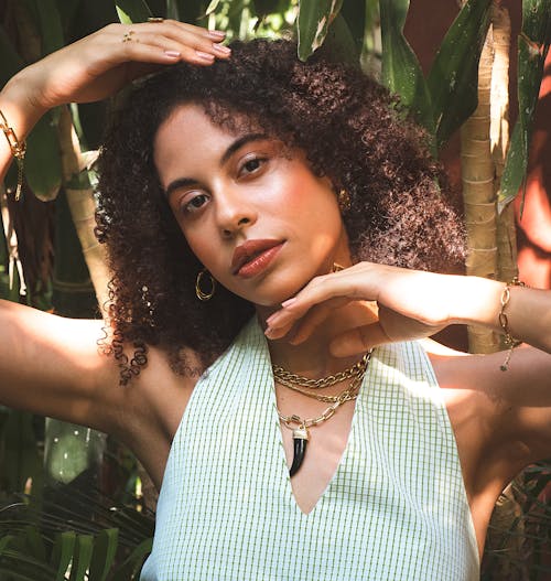 Woman Wearing a Halter Top