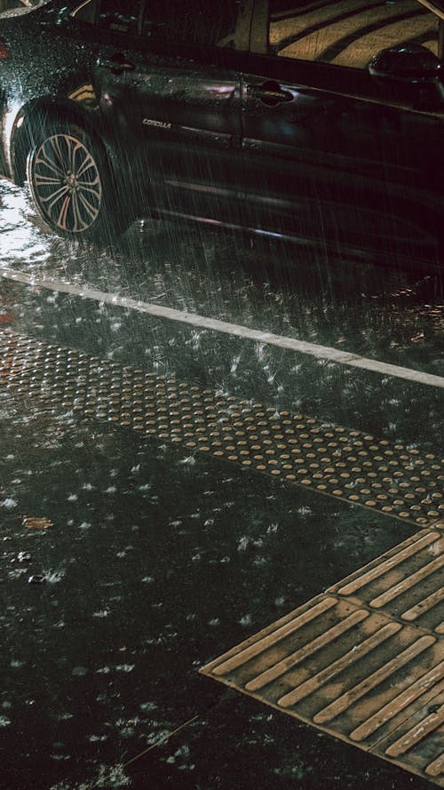 Photo of a Car in the Rain 