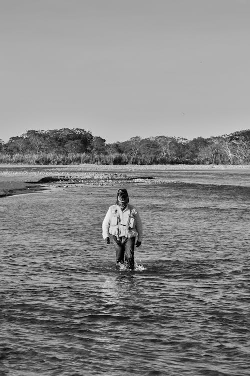 A Man Walking on the Lake