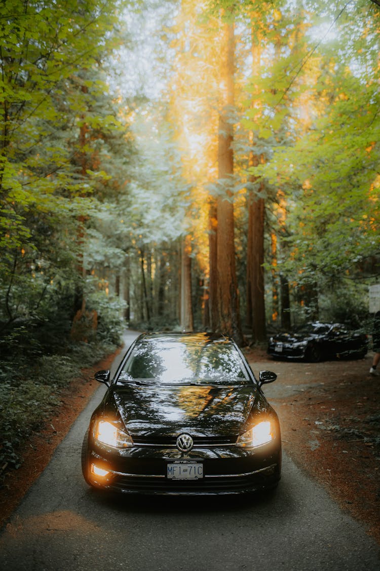 Black Volkswagen Car On The Road In The Mountains