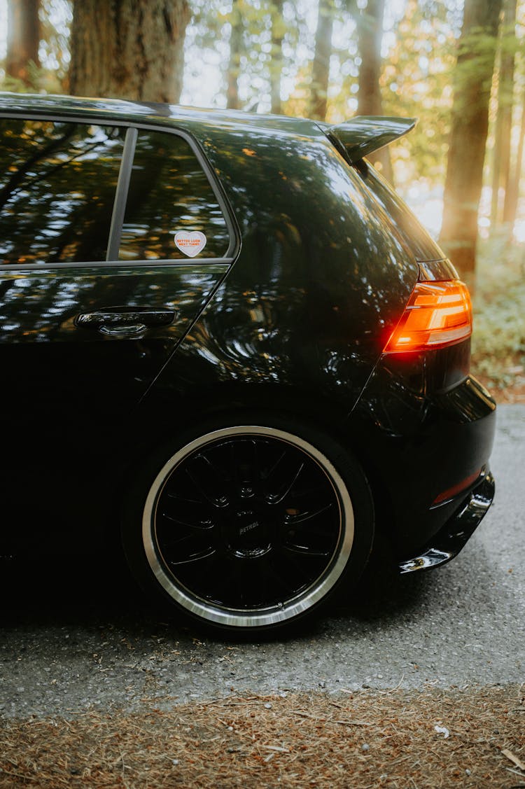 Back Part Of A Black Volkswagen Golf Mk7