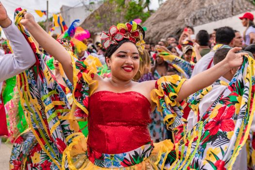 Woman in Colorful Dress during Festival