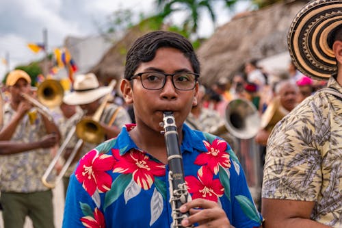 Musician Playing Clarinet during Parade