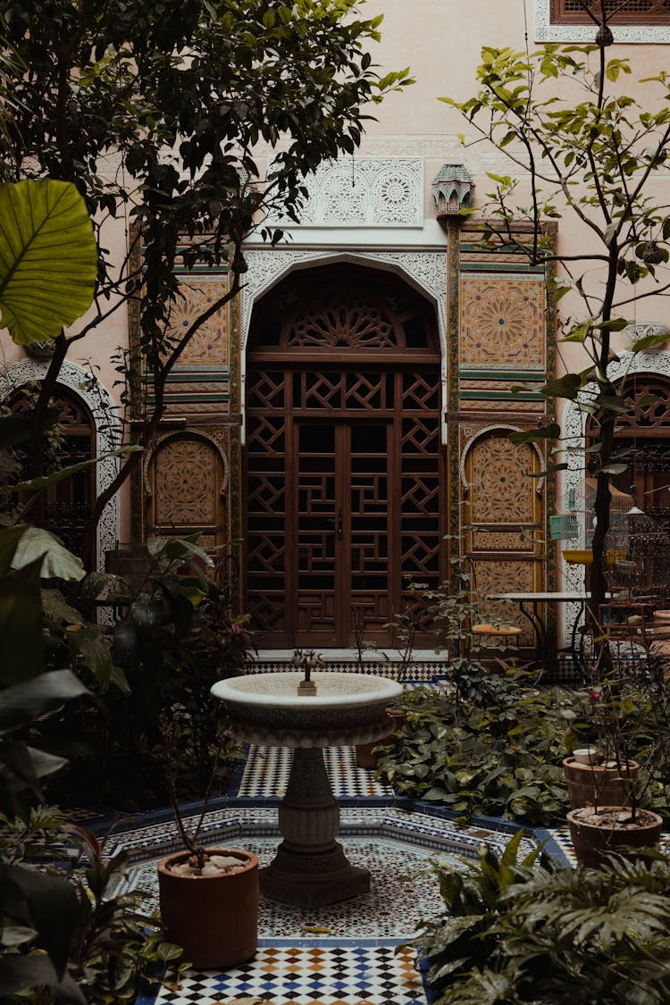 Decorated Door Leading To Patio