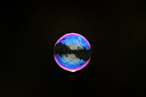 Floating Bubble on Black Background