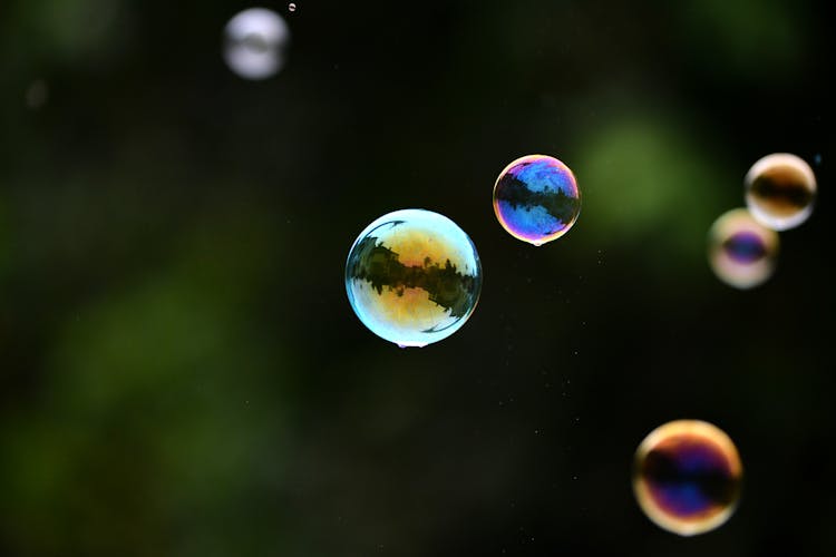 Floating Bubbles In Close-up Photography