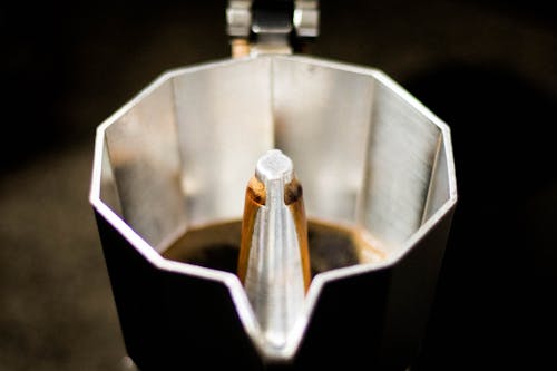 Free Coffee inside a Moka Pot Stock Photo