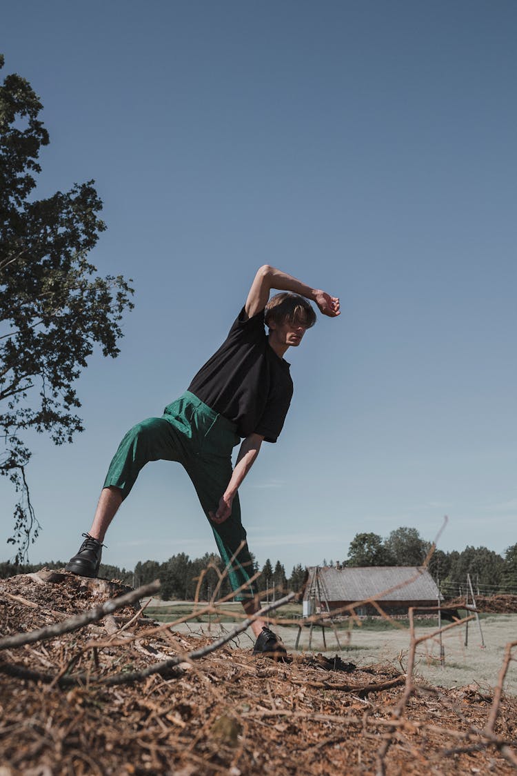 Young Man Posing Outdoors 