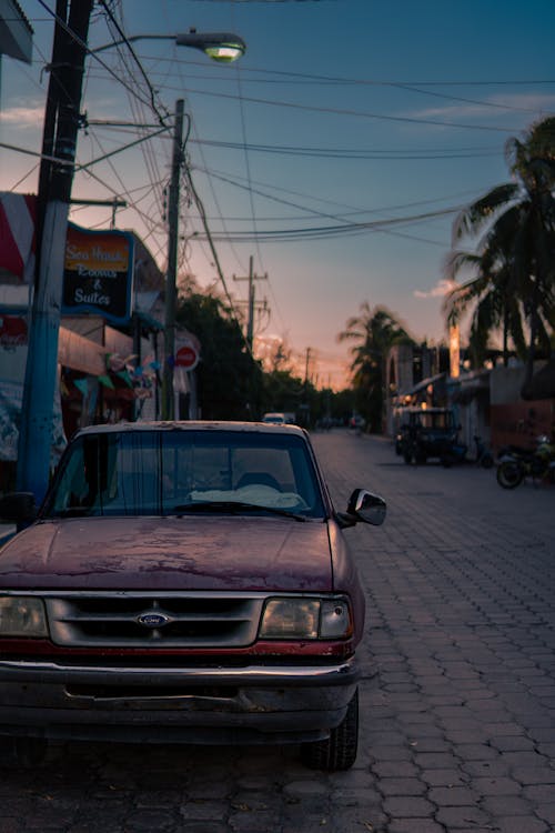 Classic Car on Street in the Evening