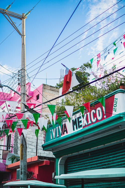 Festive Decoration on the Street of a Mexican Town