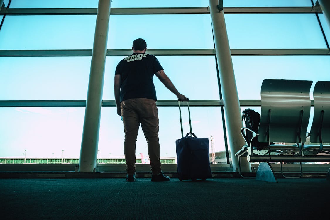 Free Man Holding Luggage Bag Stock Photo