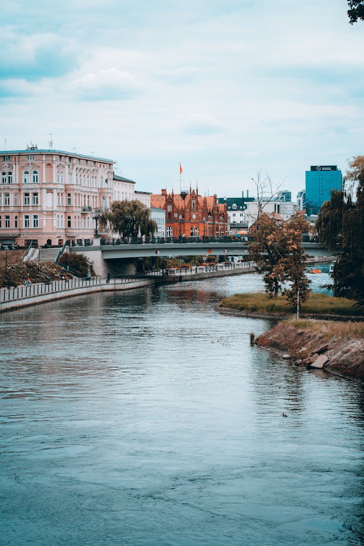 A River In The City Of Bydgoszcz In Poland