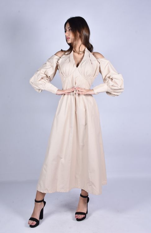beige photoshoot dress Beige Maternity Dress for Photoshoot yewendress