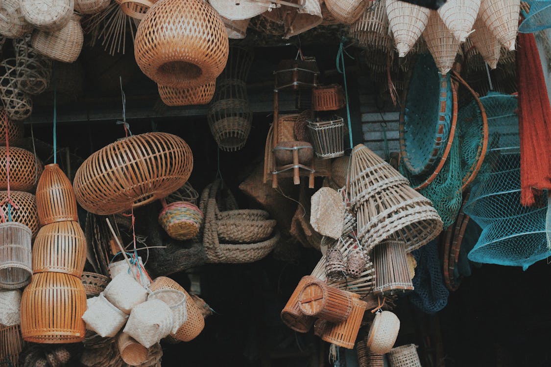 Free Various Bamboo Products Displayed in a Store Stock Photo