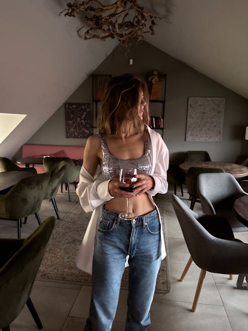 Girl holding wine